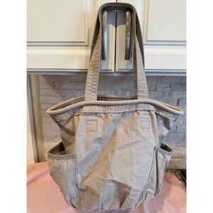 THIRTY-ONE Retro Metro Ripstop Boho Bag Purse Tote Taupe Multiple Pockets Hippie